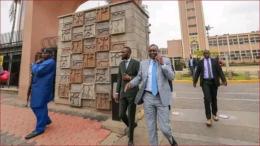 Kapsaret MP Oscar Sudi walking into parliament chambers.